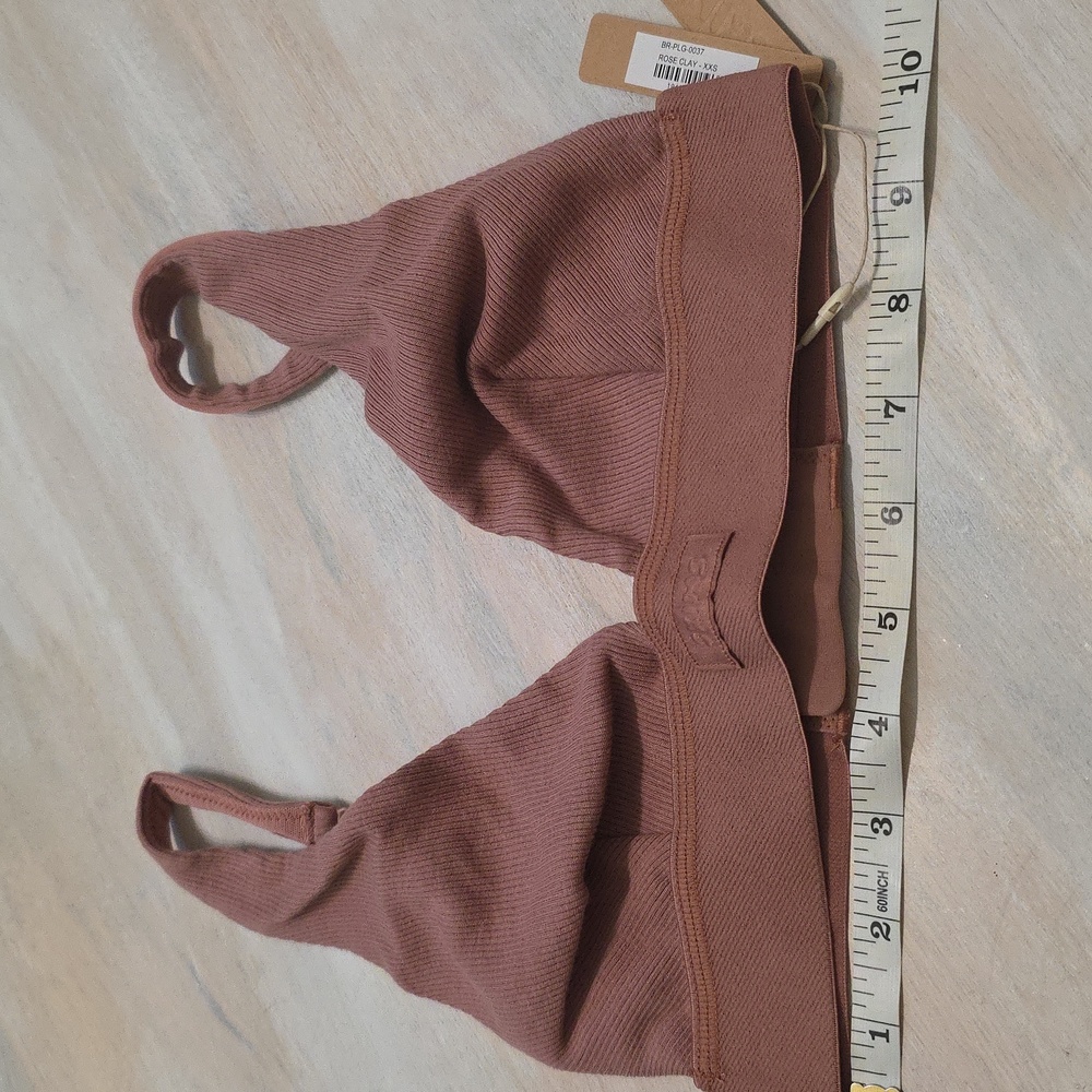 SKIMS Cotton Rib Plunge Bralette ROSE CLAY  XXS/NWT